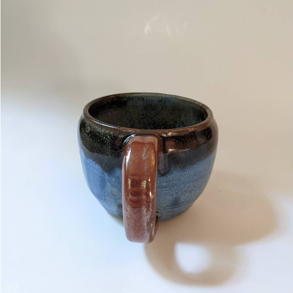 Vintage Anthropomorphic Face Mug, Signed Studio Pottery, Unique Blue Face Mug - Picture 7 of 10